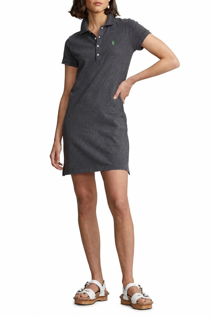Ralph Lauren Sport Polo Shirt Dress Sz Large Dark Grey Pony Cotton Tennis Preppy